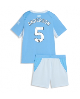Manchester City Elliot Anderson #5 Maglia Gara Casa Repliche 2026-27 Bambino Maniche Corte